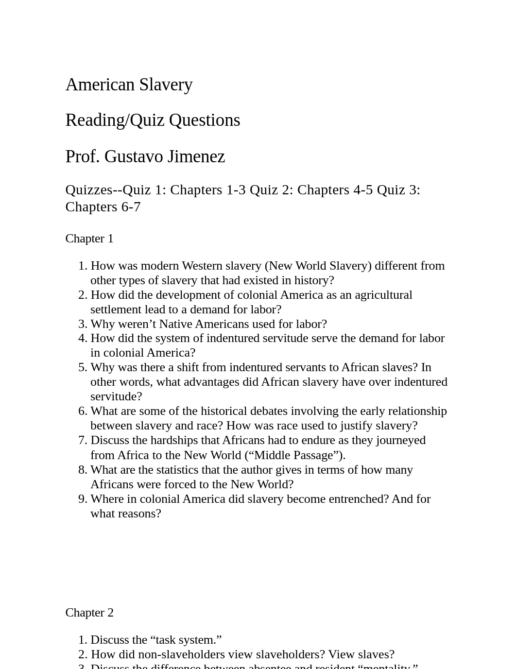 American Slavery Reading Questions.pdf_dnisj62bq5m_page1