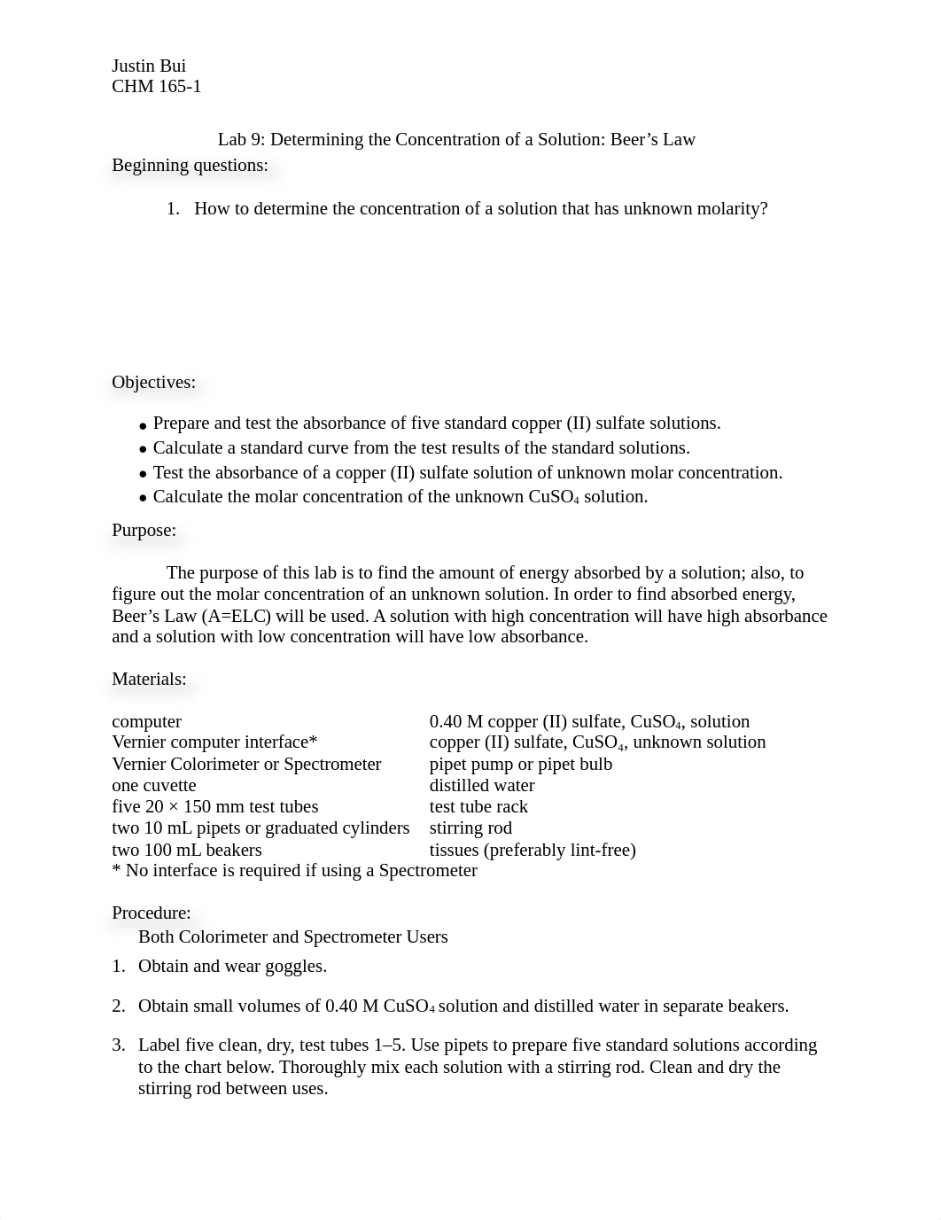 Lab 9 Determining the Concentration of a Solution - Beer's Law.docx_dnjgd5ign0v_page1