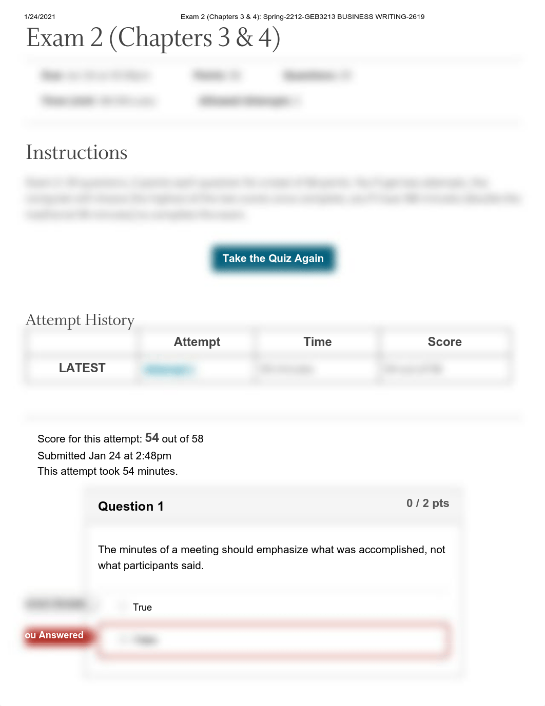 Exam 2 (Chapters 3 & 4)_ Spring-2212-GEB3213 BUSINESS WRITING-2619.pdf_dnkc2i9mw0y_page1