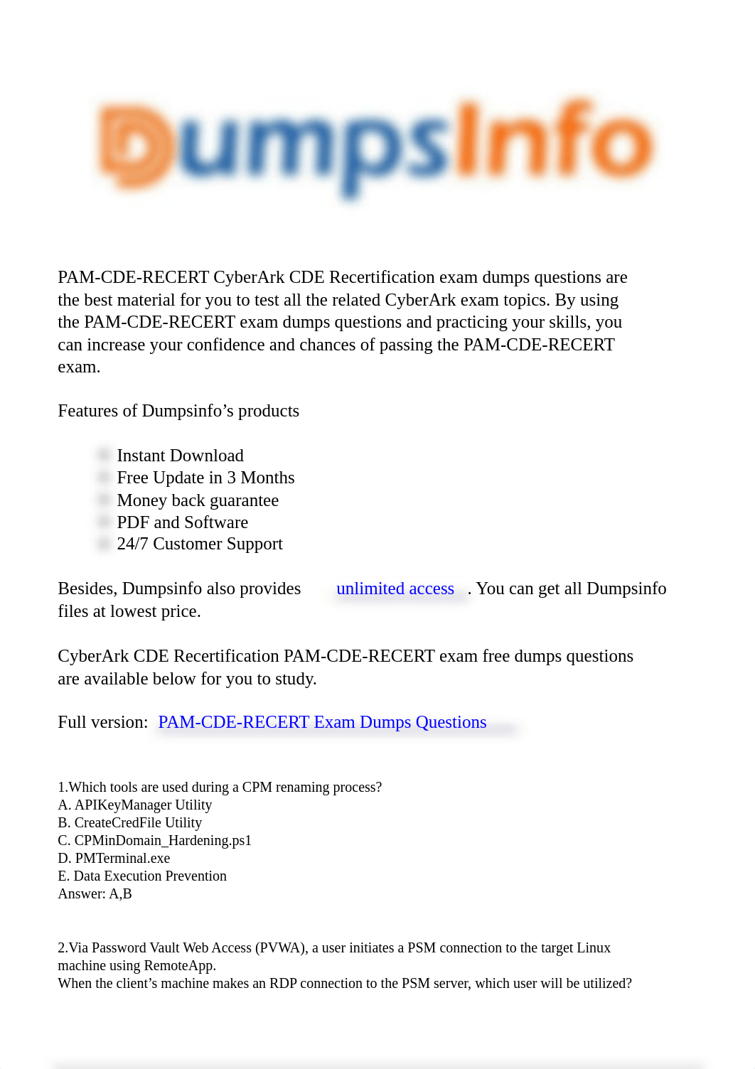 CyberArk CDE Recertification PAM-CDE-RECERT Questions.pdf_dnleesclnn9_page1