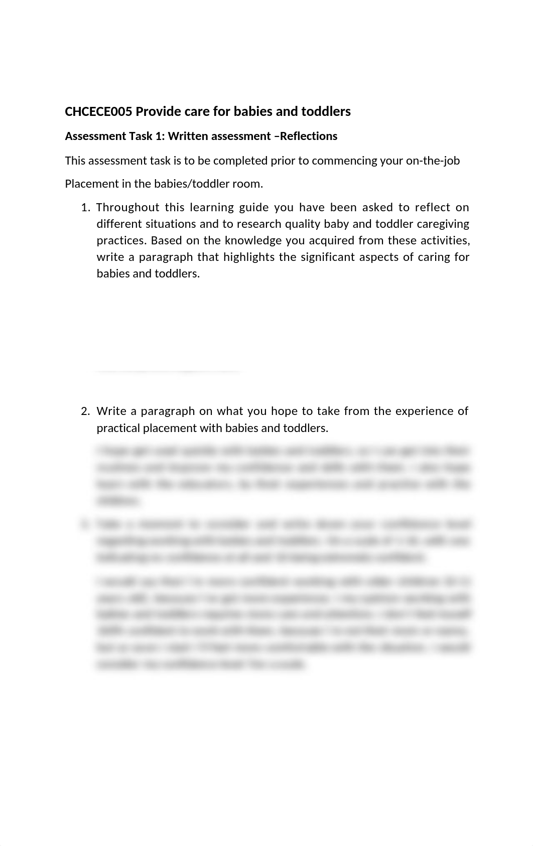 CHCECE005 Provide care for babies and toddlers Assessment.docx_dnlja9pervl_page1