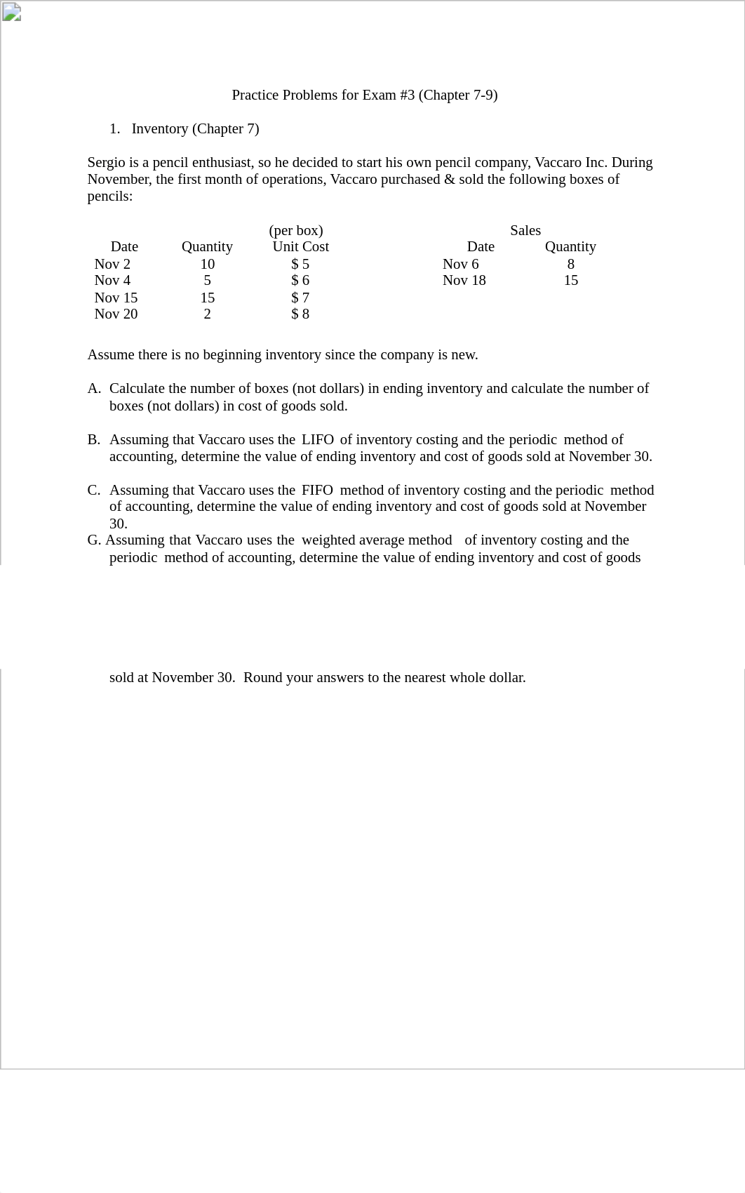 Practice Problems for Exam 3 (Ch 7, 8, 9).pdf_dnljdpyjvxi_page1