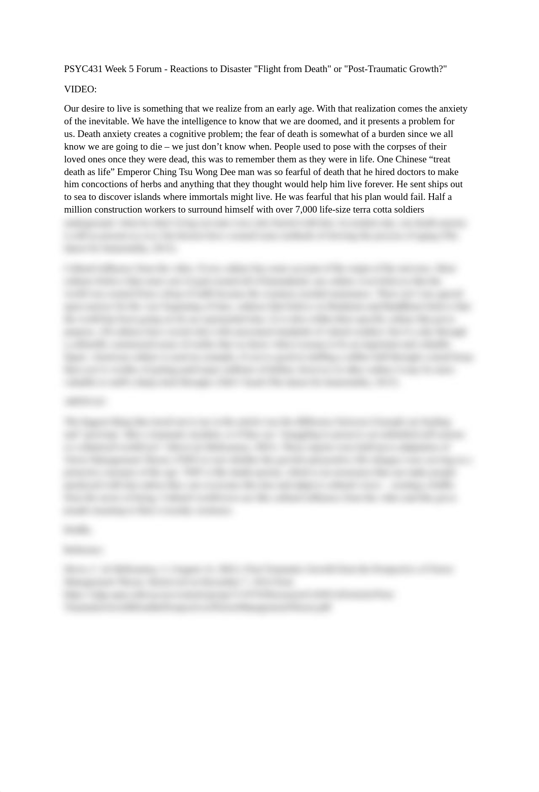 PSYC431 Week 5 Forum  Reactions to Disaster Flight from Death or Post-Traumatic Growth_dnlxcdk75vb_page1