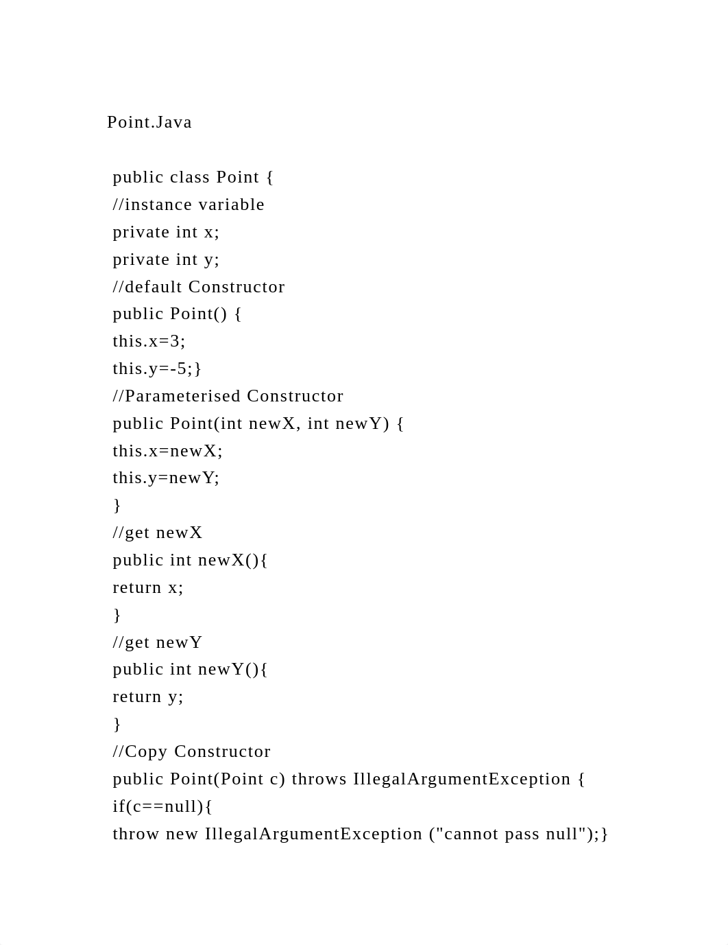 Point.Java public class Point { instance variable private .docx_dnm8vcvpk85_page2