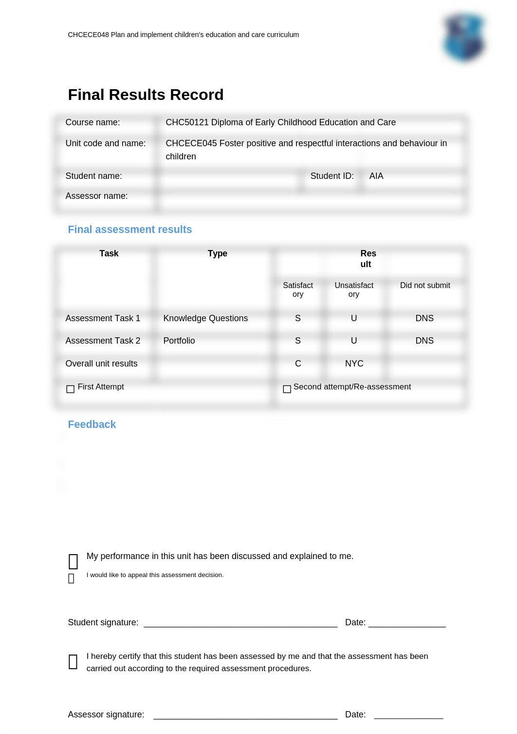 (Complete)CHCECE048 Student Assessment Tasks.docx_dnn771rt0u1_page1