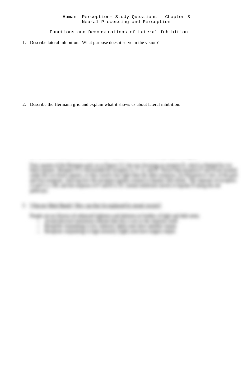 Human Perception- Study Questions - Chapter 3 Neural Processing and Perception_dnncvvw9qpp_page1