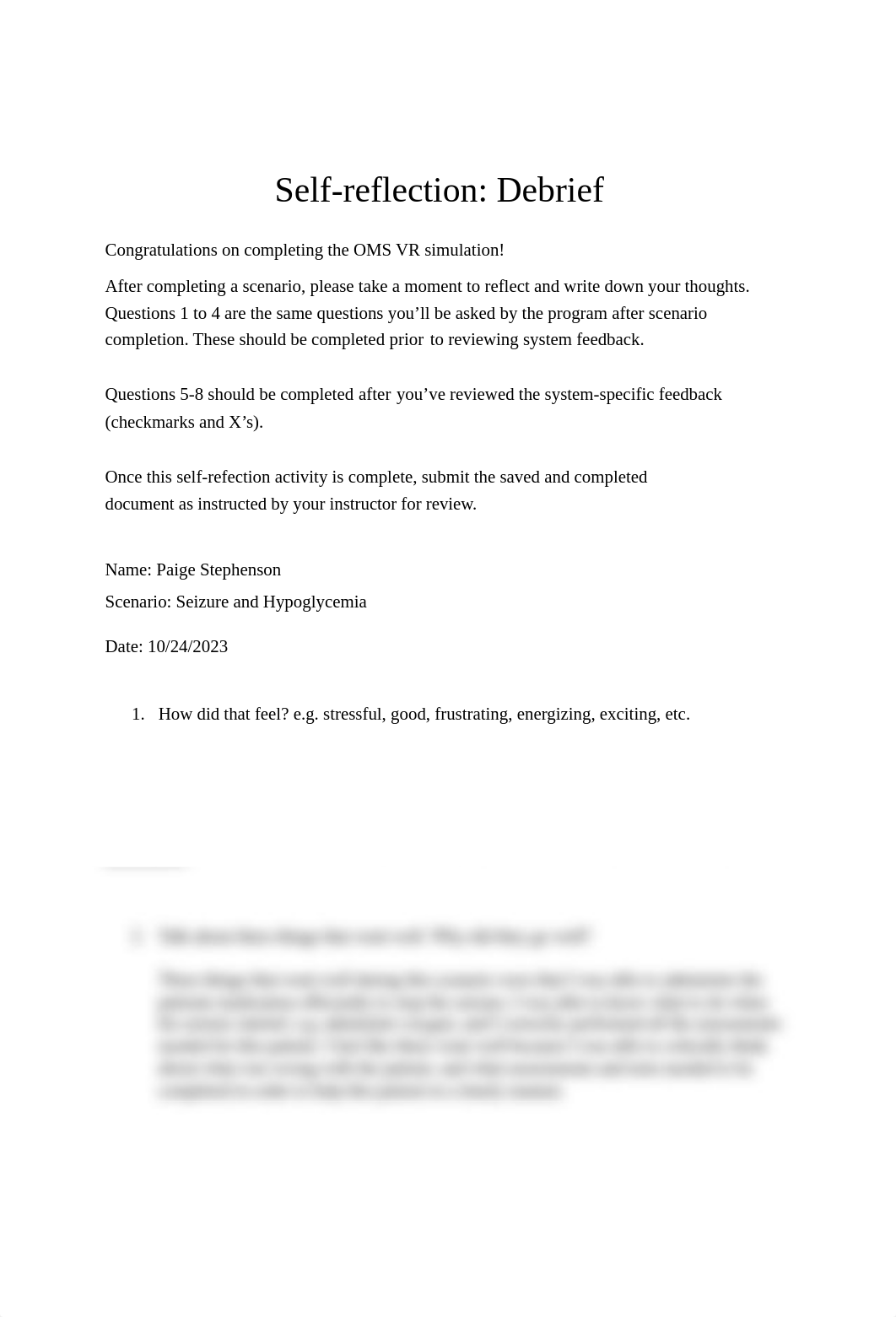 OMS Self-Reflection Seizure and Hypoglycemia 2nd attempt 2.pdf_dnnq8db42ne_page1