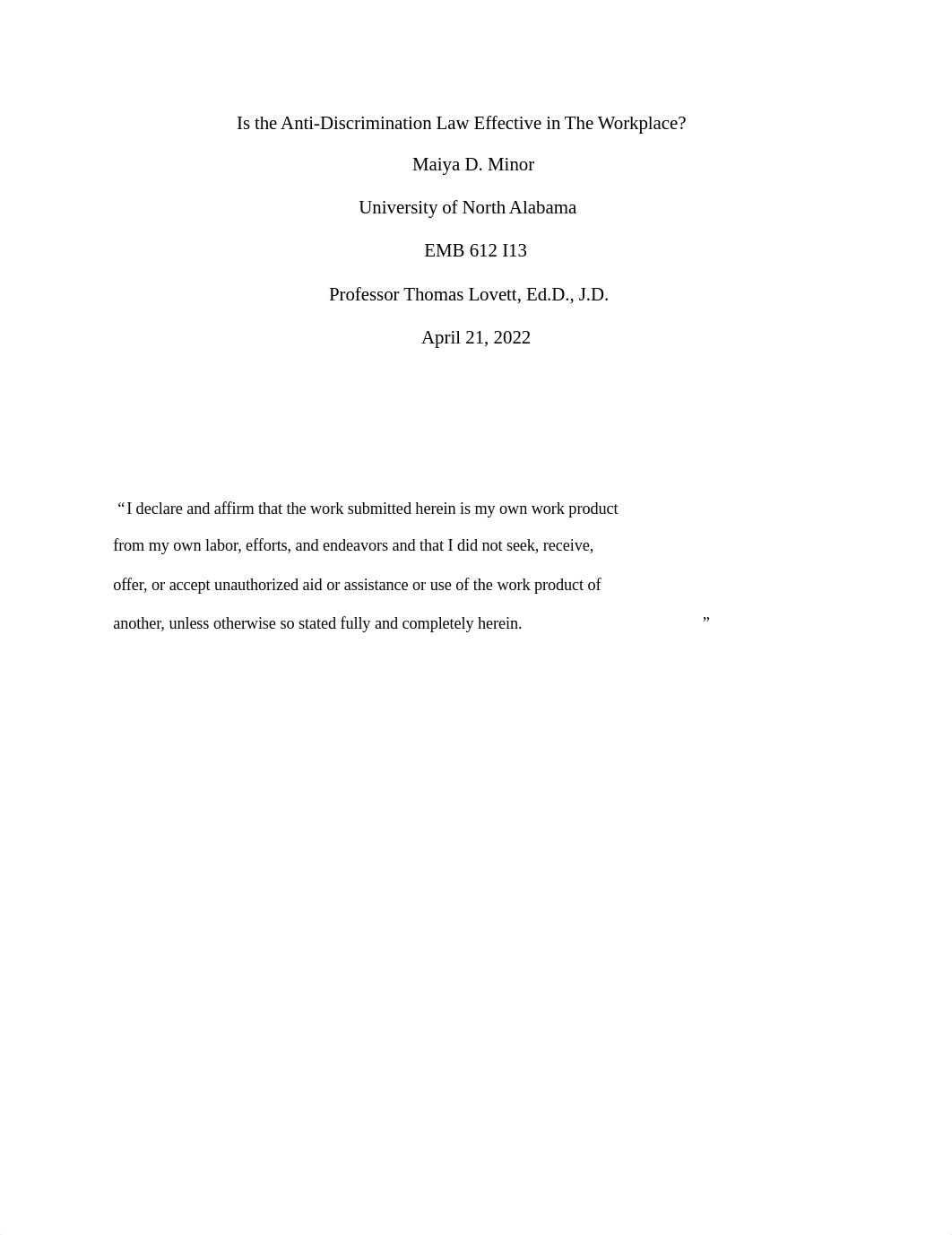 EMB 612 Discrimination in the Workplace Research Paper .docx_dnoenuj1g0s_page1