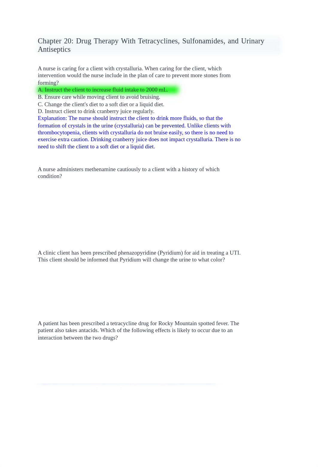 Chapter 20 Drug Therapy With Tetracyclines, Sulfonamides, and Urinary Antiseptics.docx_dnos29lg3nn_page1