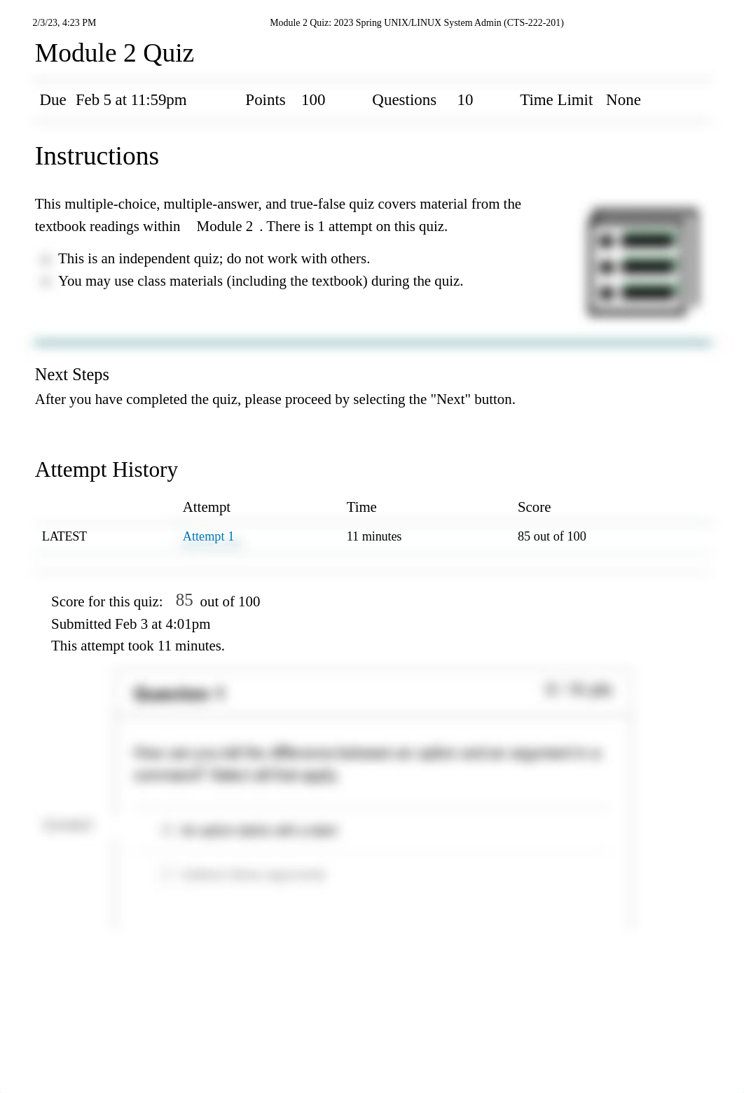 Module 2 Quiz_ 2023 Spring UNIX_LINUX System Admin (CTS-222-201).pdf_dnp1226mlo8_page1