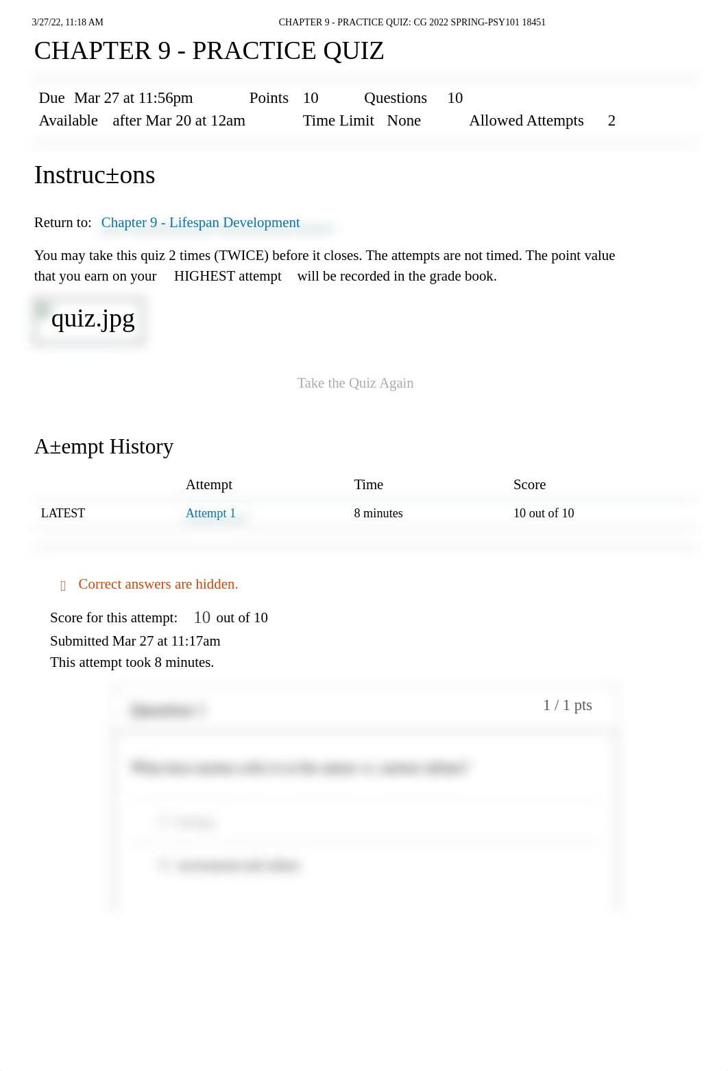CHAPTER 9 - PRACTICE QUIZ_ CG 2022 SPRING-PSY101 18451.pdf_dnp4gecqjdi_page1