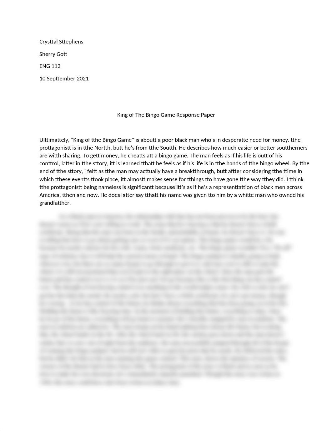 King of the Bingo Game Response Paper - Crystal Stephens.docx_dnphh6g36u7_page1