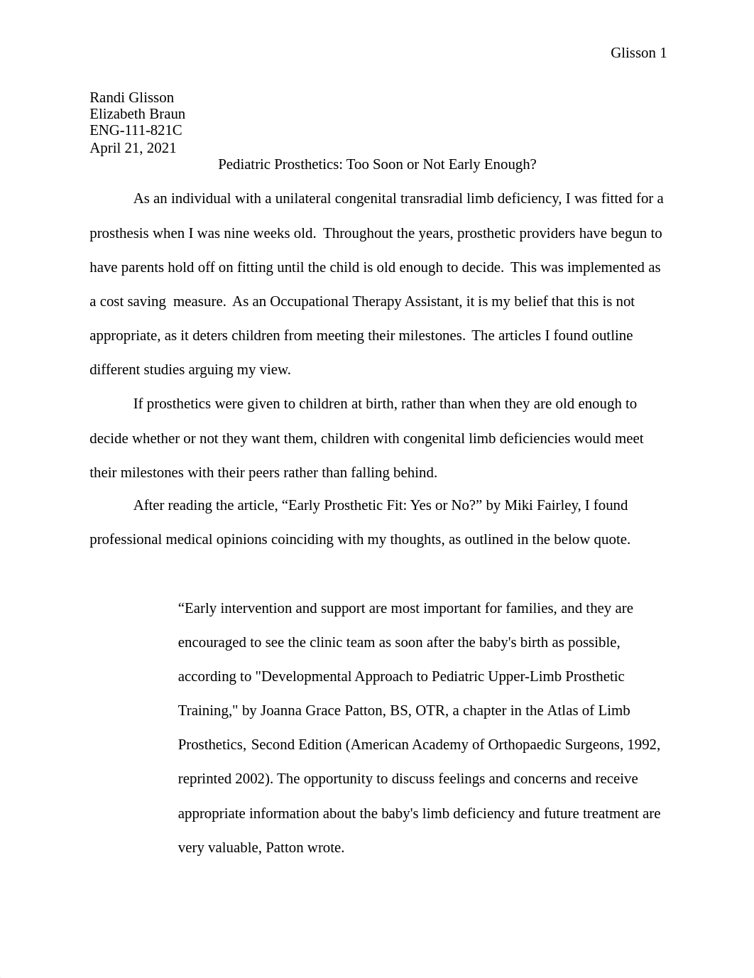 Pediatric Prosthetics Argumentative Essay Rough Draft.docx_dnrahlvzb2n_page1