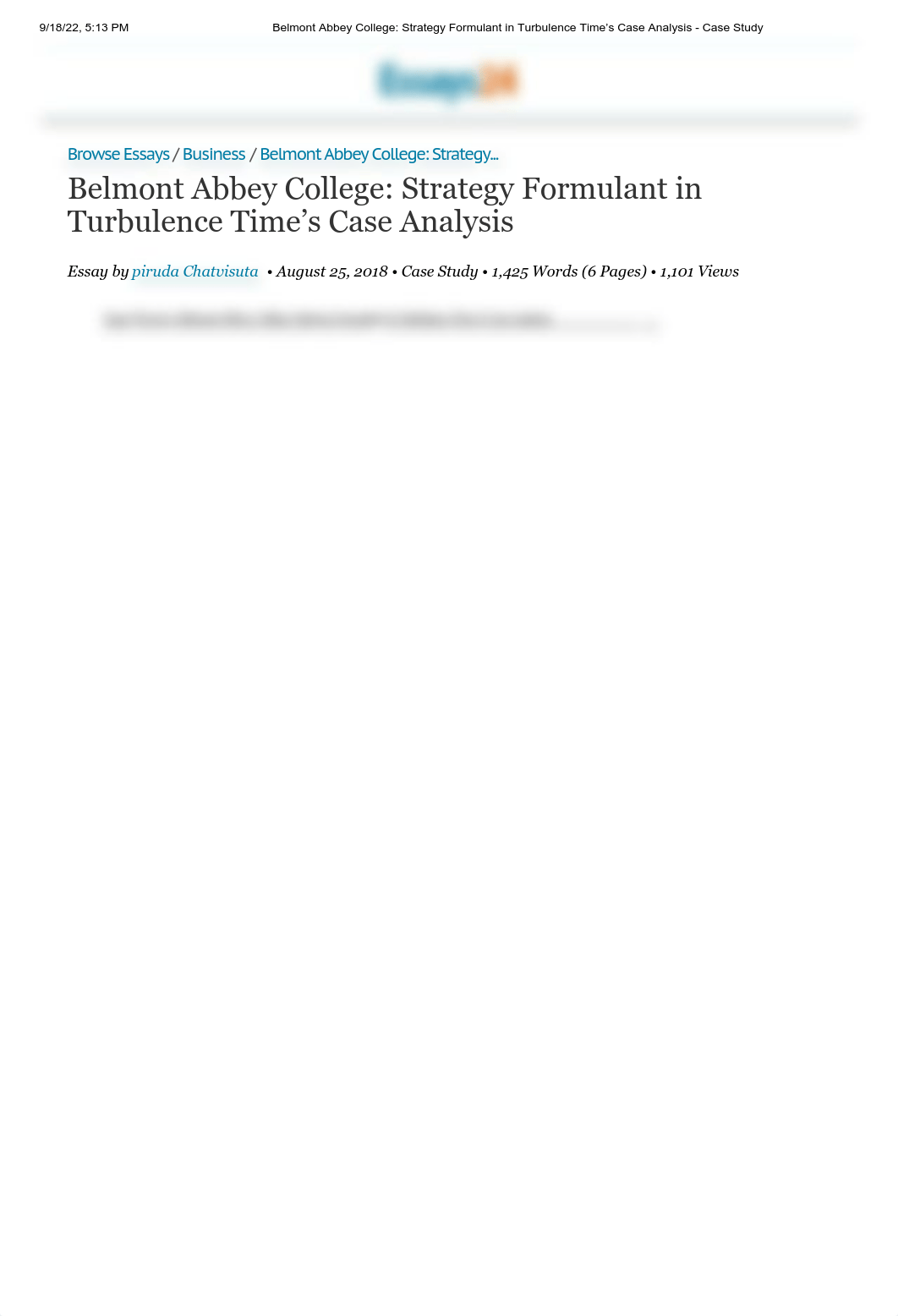 Belmont Abbey College_ Strategy Formulant in Turbulence Time's Case Analysis - Case Study.pdf_dnruyjne8ps_page1