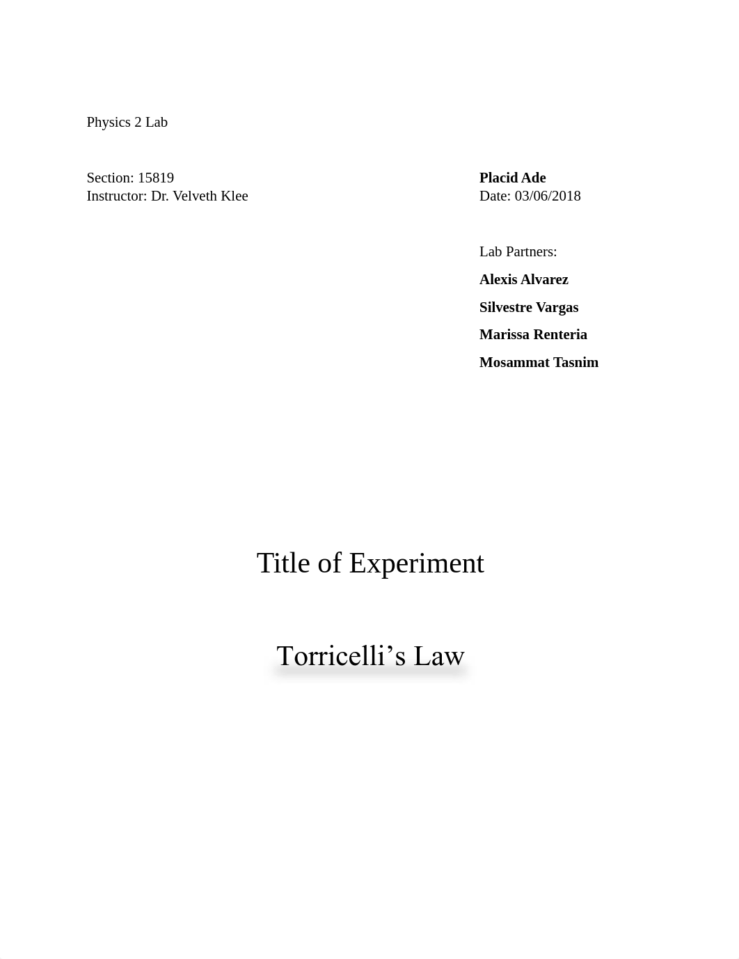 Physics 2 Lab3 Torricelli's Law PdF Complete.pdf_dnrxdpk9282_page1