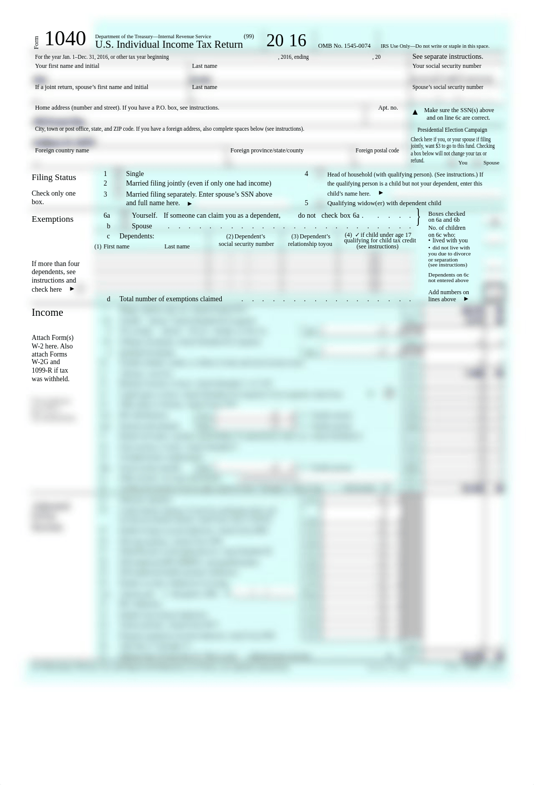 Chapter 5, #5-50 & 5-51, Comprehensive Problem 2A 1040_dns0jc490c6_page1