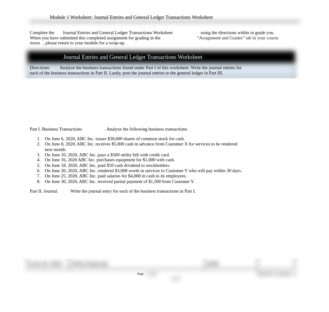 Module 1 Journal Entries and General Ledger Transactions.docx_dntg1hix34c_page1
