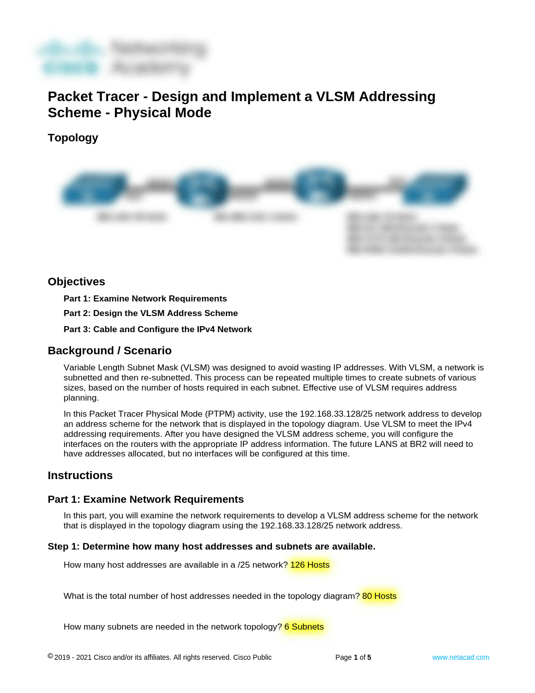 11.10.2 Packet Tracer - Design and Implement a VLSM Addressing Scheme - Physical Mode.docx_dnthb35ddze_page1