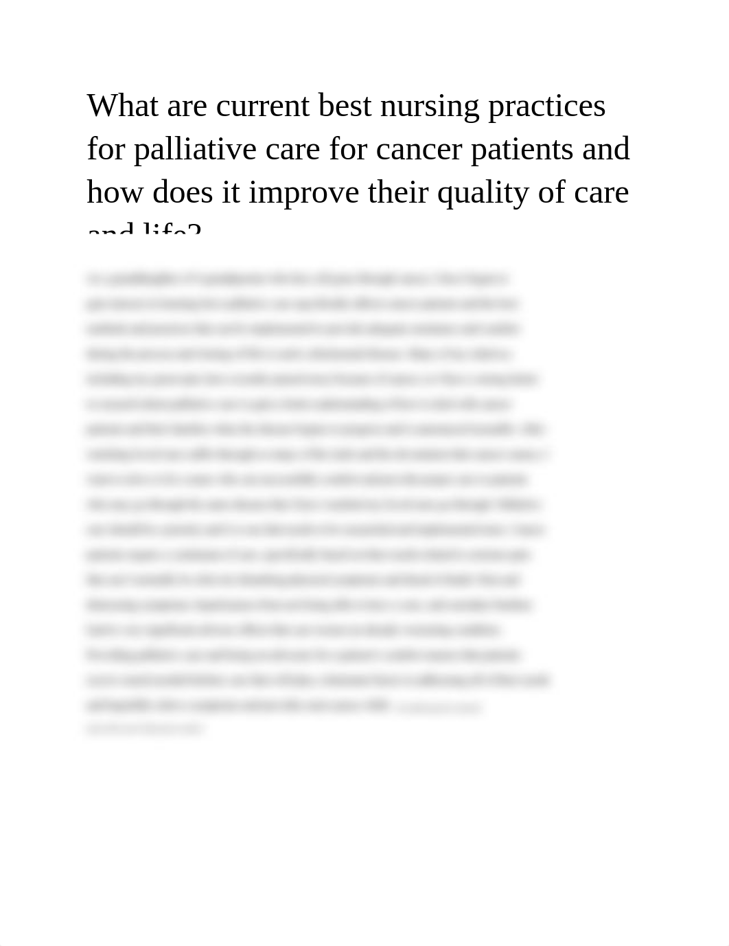 What are current best nursing practices for palliative care for cancer patients and how does it impr_dnucgq4ef4i_page1