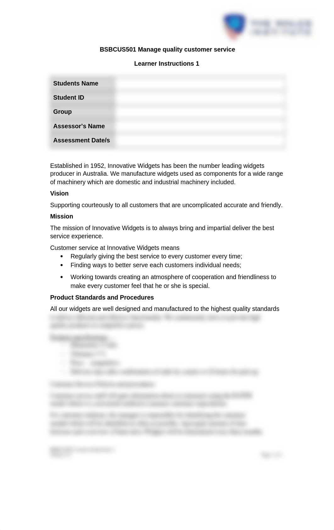 4.BSBCUS501 Assessment 1 Learner Assisgment 1-3.docx_dnuk2wyjll3_page1