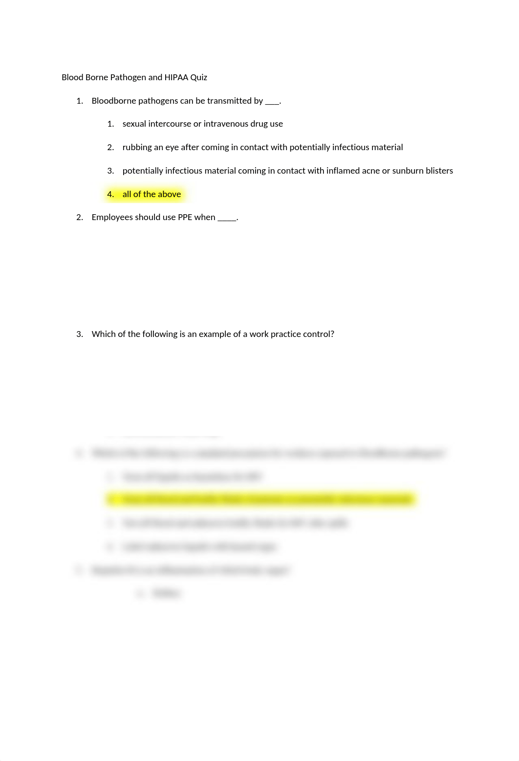 Blood Borne Pathogen and HIPAA Quiz COMPLETE.docx_dnv9jc9qbya_page1