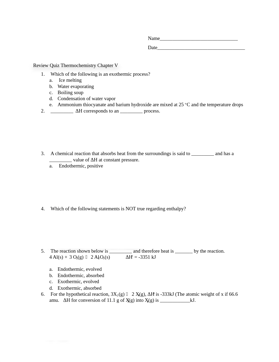 Review Quiz for Chapter V Thermochemistry (revised)_dnvfgein95o_page1