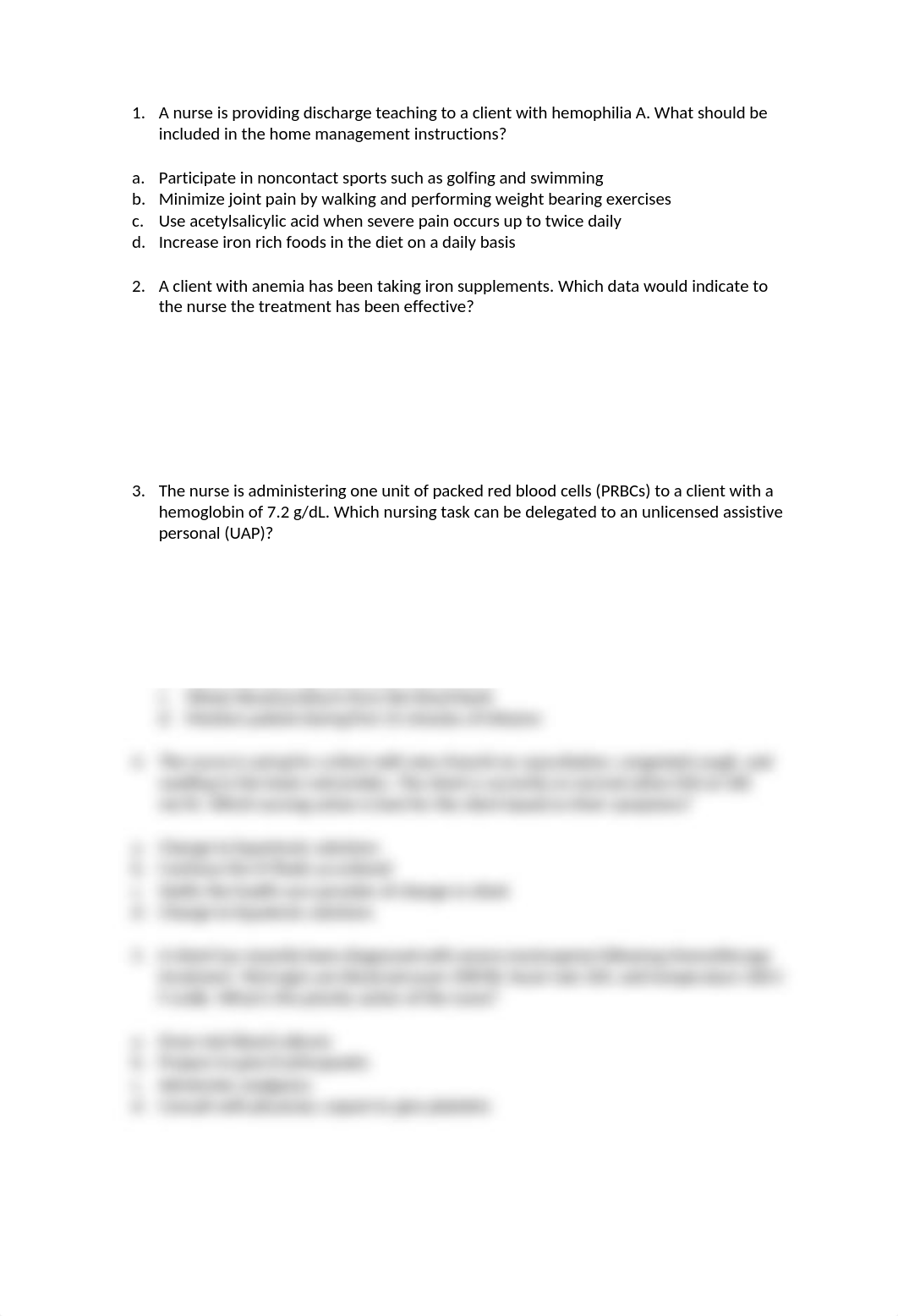 A nurse is providing discharge teaching to a client with hemophilia A.docx_dnwe74pk3fc_page1