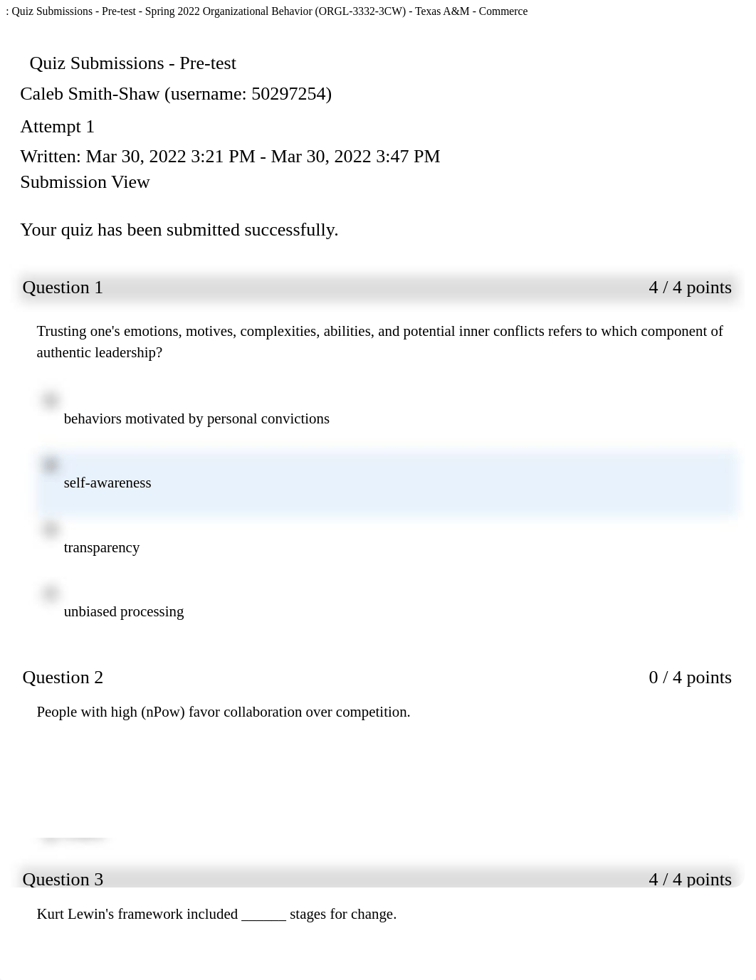 Quiz Submissions - Pre-test - Spring 2022 Organizational Behavior (ORGL-3332-3.pdf_dnwhex7iy9k_page1