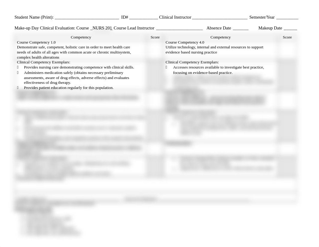 2.  Clinical Make-up Evaluation. Print and Take with you to your make-up clinical..doc_dnxdqigub7y_page1