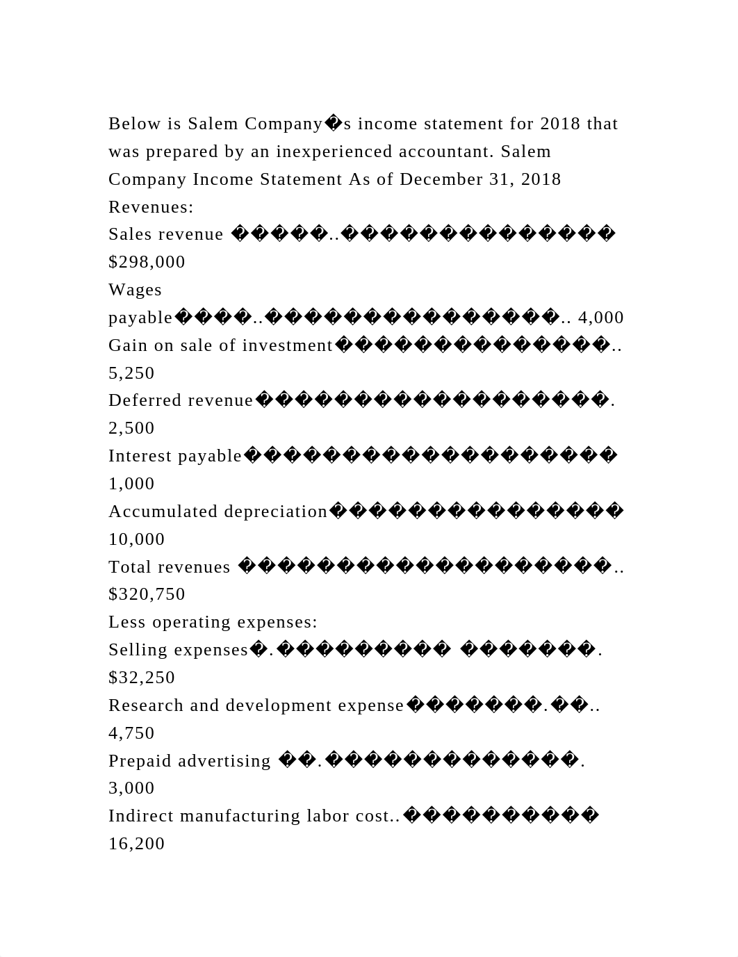 Below is Salem Company�s income statement for 2018 that was prepared.docx_dnxgv7czxk0_page2