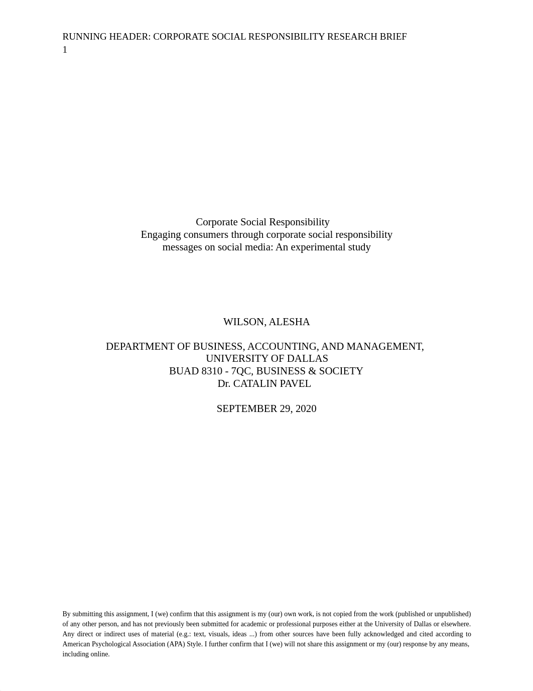 2020 Fall - Wilson - Corporate Social Responsibility (CSR) Research Brief (1).pdf_dnxmlj3mpep_page1