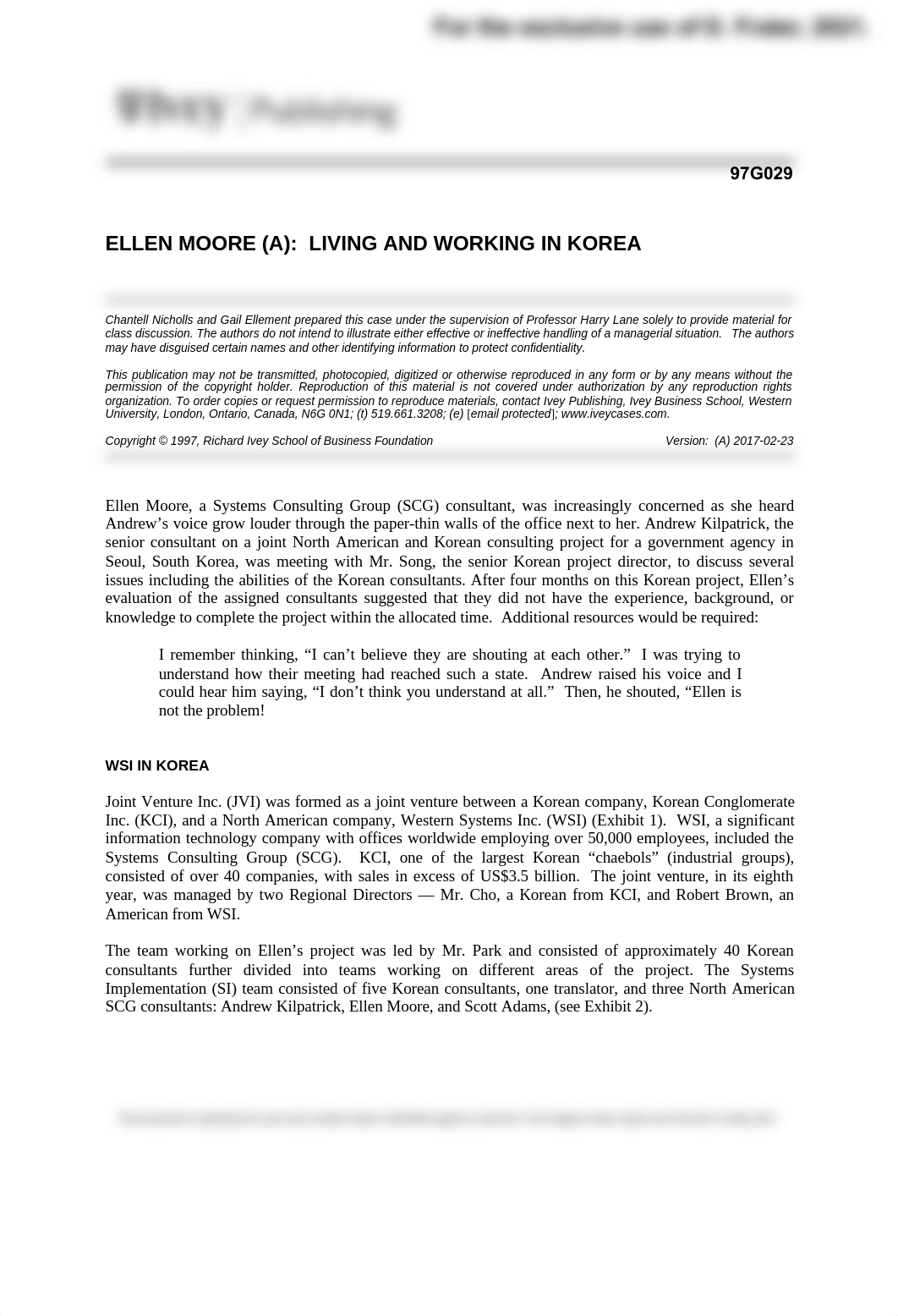 Ellen Moore (A) - Living and Working in Korea.pdf_dnxvy1hkgrz_page1