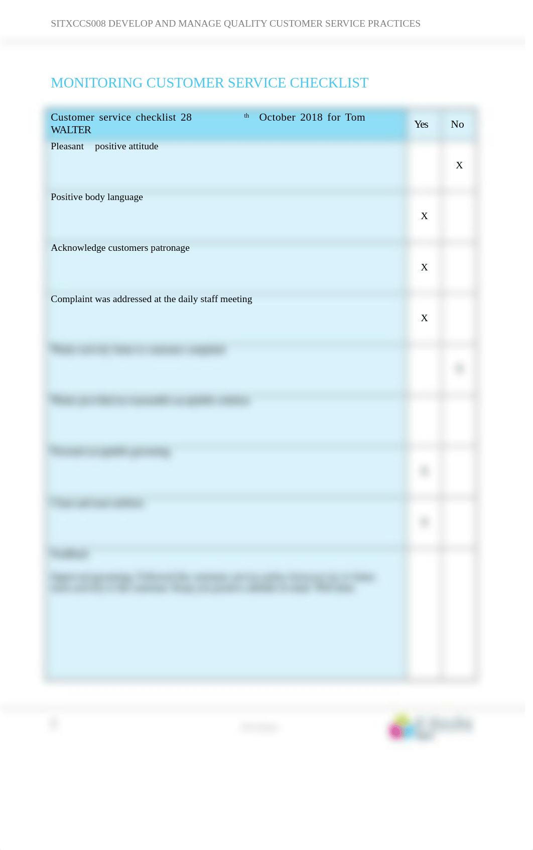 Assessment D_Monitoring customer service checklist-2.docx_dnywmp3nogb_page2