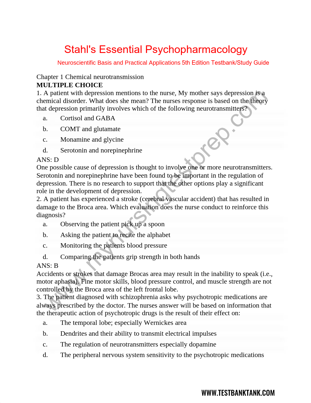 Stahls Essential Psychopharmacology 5th Edition Test Bank Tank.pdf_dnz5sp02779_page1