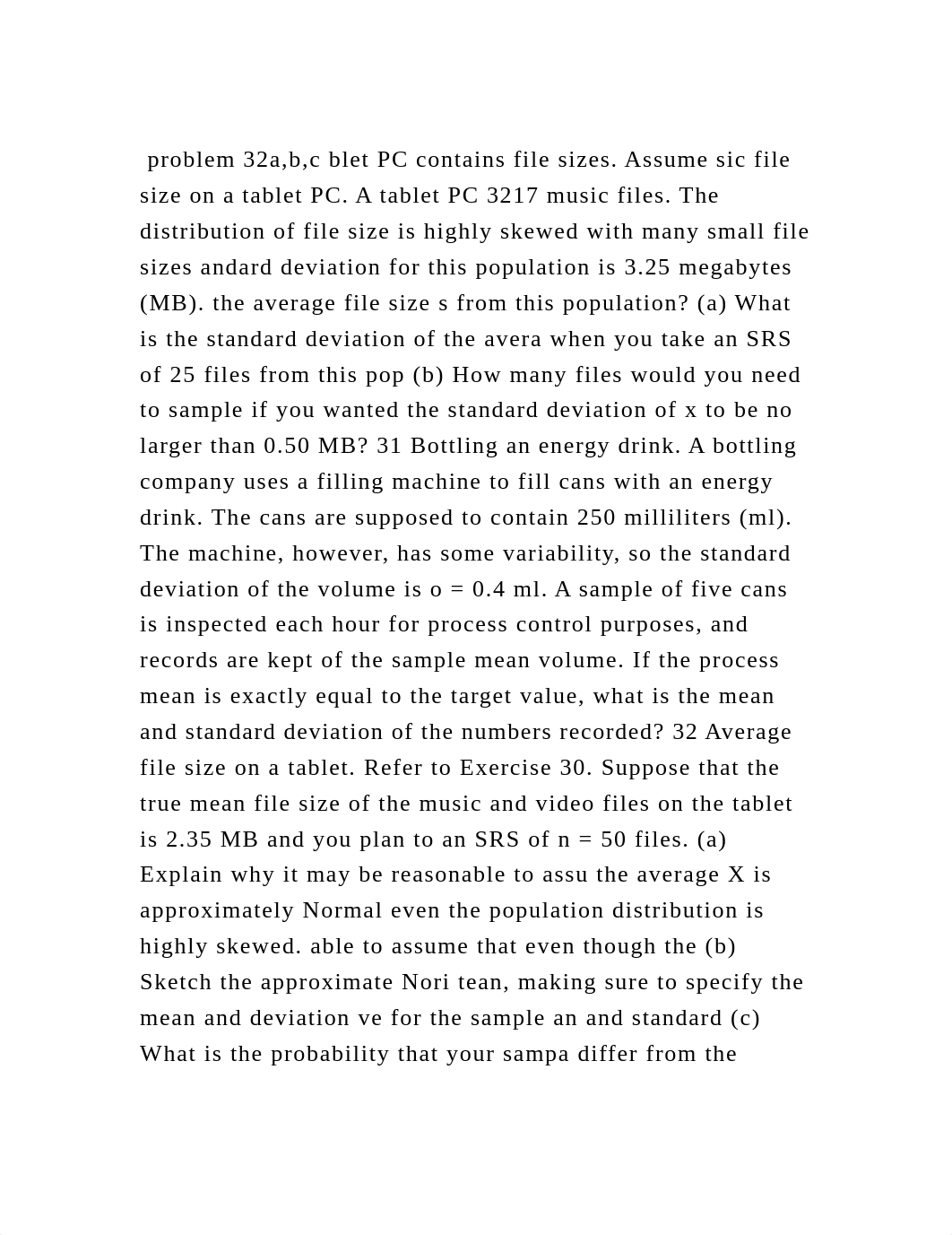 problem 32a,b,c blet PC contains file sizes. Assume sic file size o.docx_dnzql3pt0in_page2