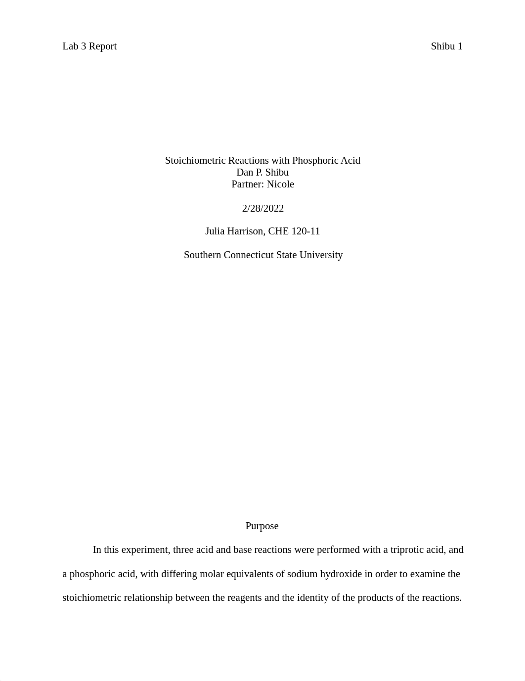 Lab 3 - Stoichiometric Reactions with Phosphoric Acid Report by Dan Shibu.docx_dnzwsieq5lf_page1