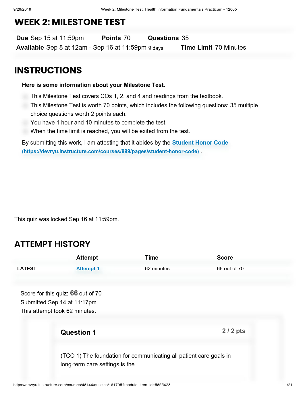 Week 2_ Milestone Test_ Health Information Fundamentals Practicum - 12065.pdf_do00oetube2_page1