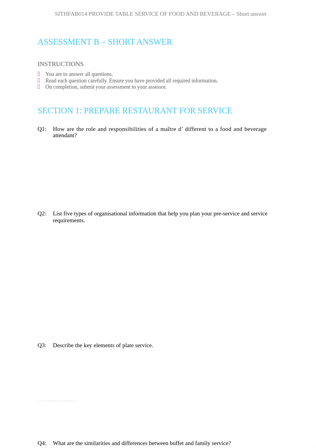 SITHFAB014_Assessment B_Short answer_V1-0.docx_do0buru0ft1_page1