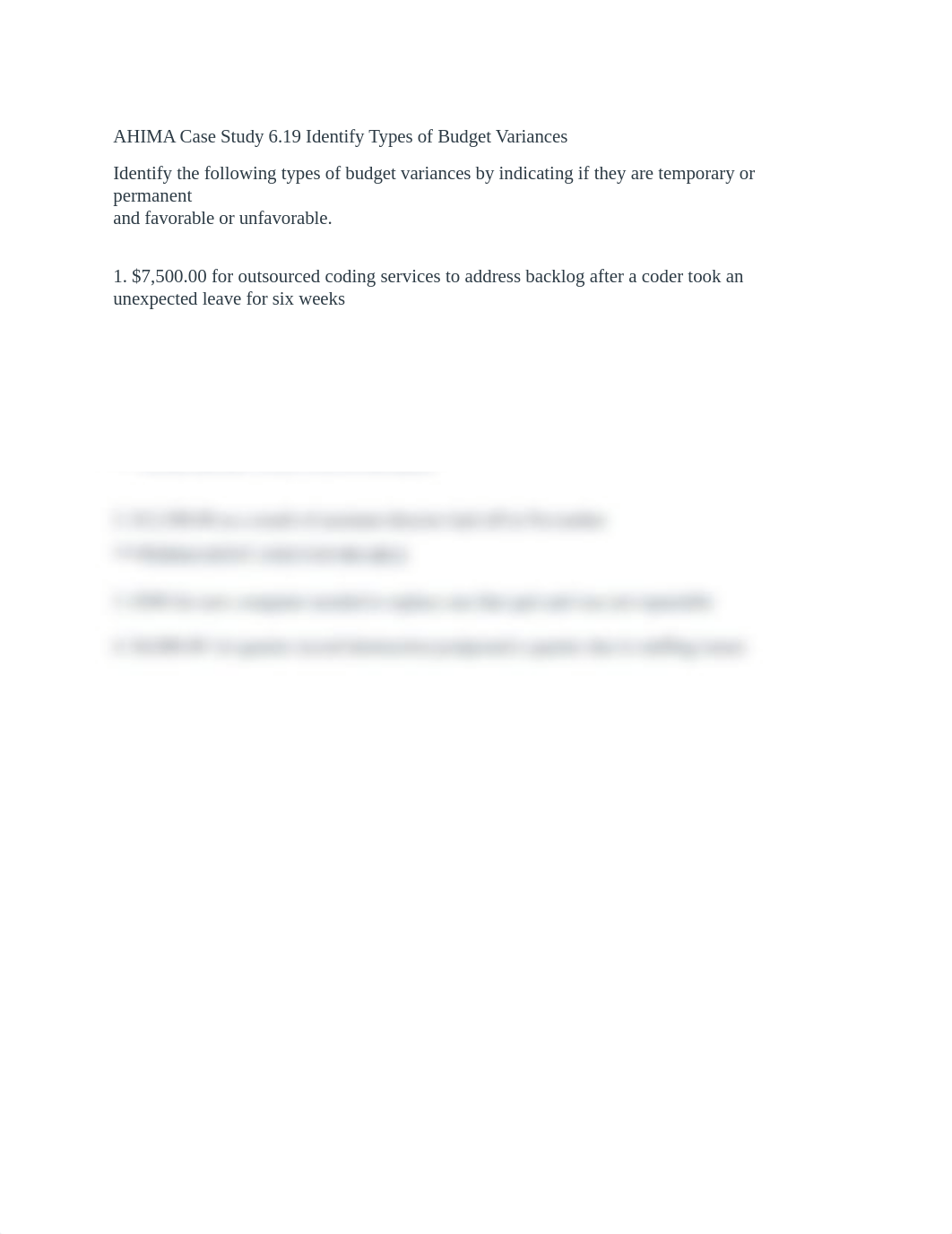 AHIMA Case Study 6.19 Identify Types of Budget Variances.docx_do0fq9vpf4q_page1
