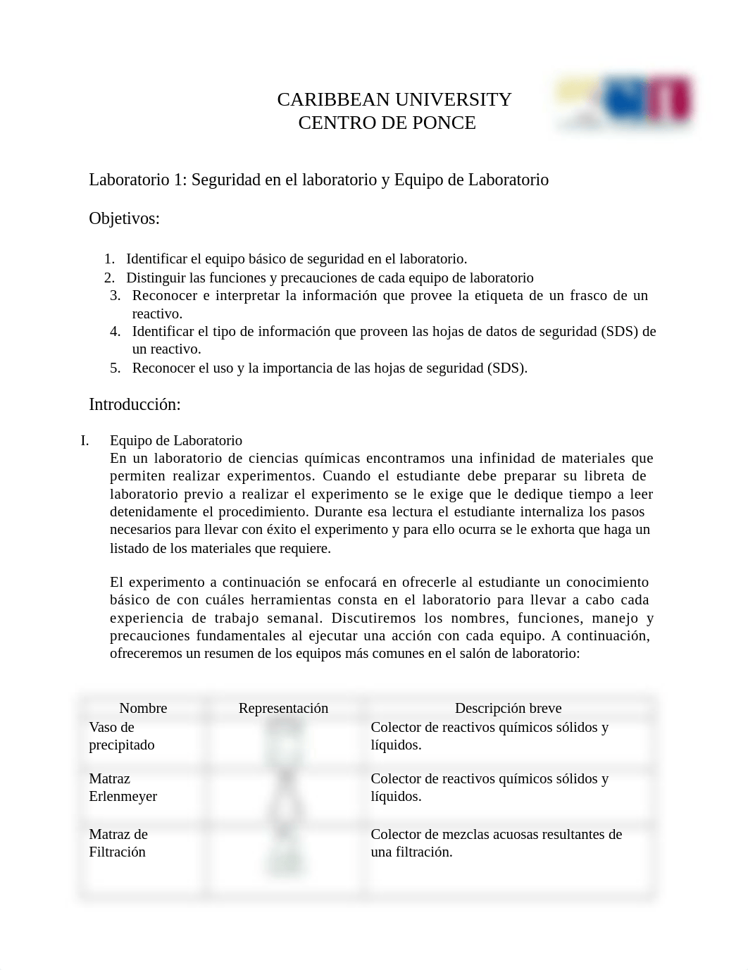 Experimento #1. Equipo de Laboratorio, Etiquetas y Hojas de Seguridad (SDS).docx_do0ig9u1oem_page1