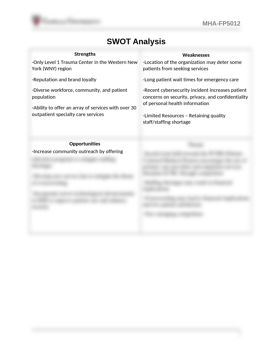 MHA-FPX5012_Kirsten Furness_Assessment 1-1 (SWOT Analysis).doc_do0uotryeow_page1