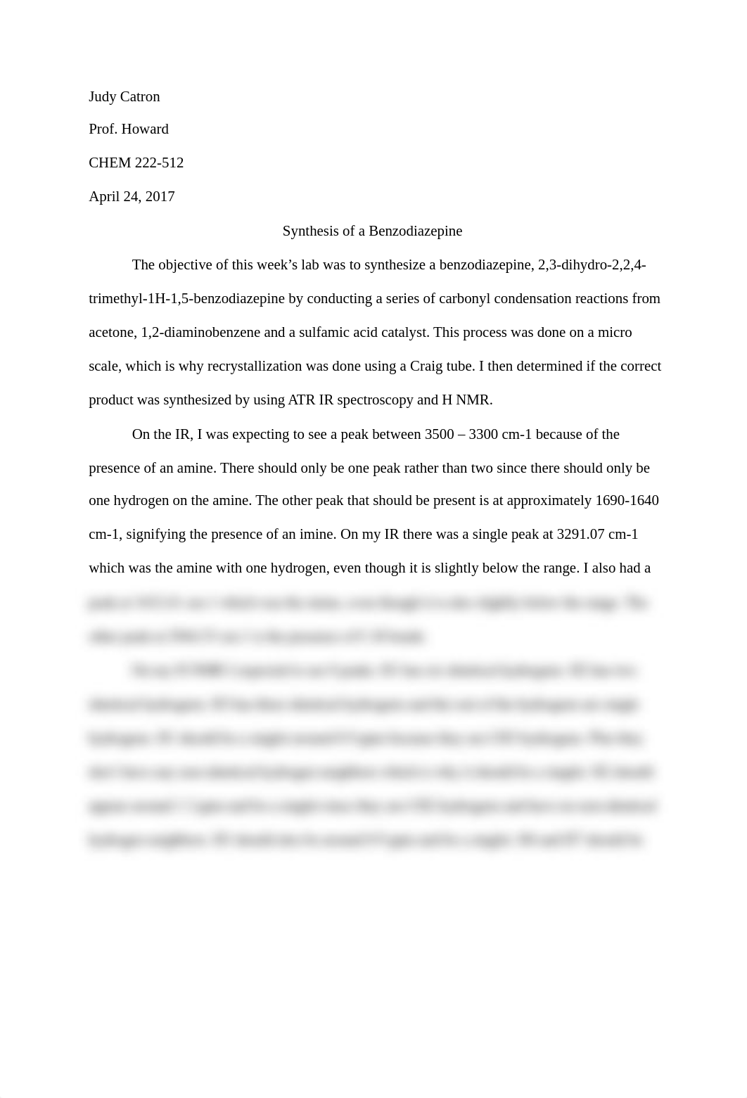 CHEM 222- Lab 13 Synthesis of a Benzodiazepine_do0yy7vr415_page1