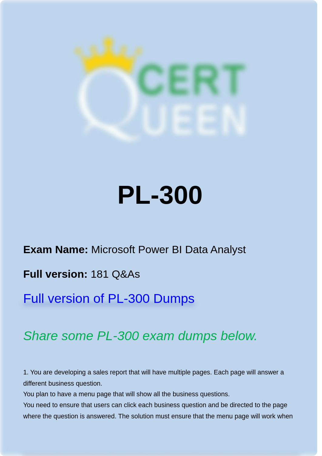 Latest Microsoft PL-300 Exam Practice Questions.pdf_do1faqg1uhl_page1