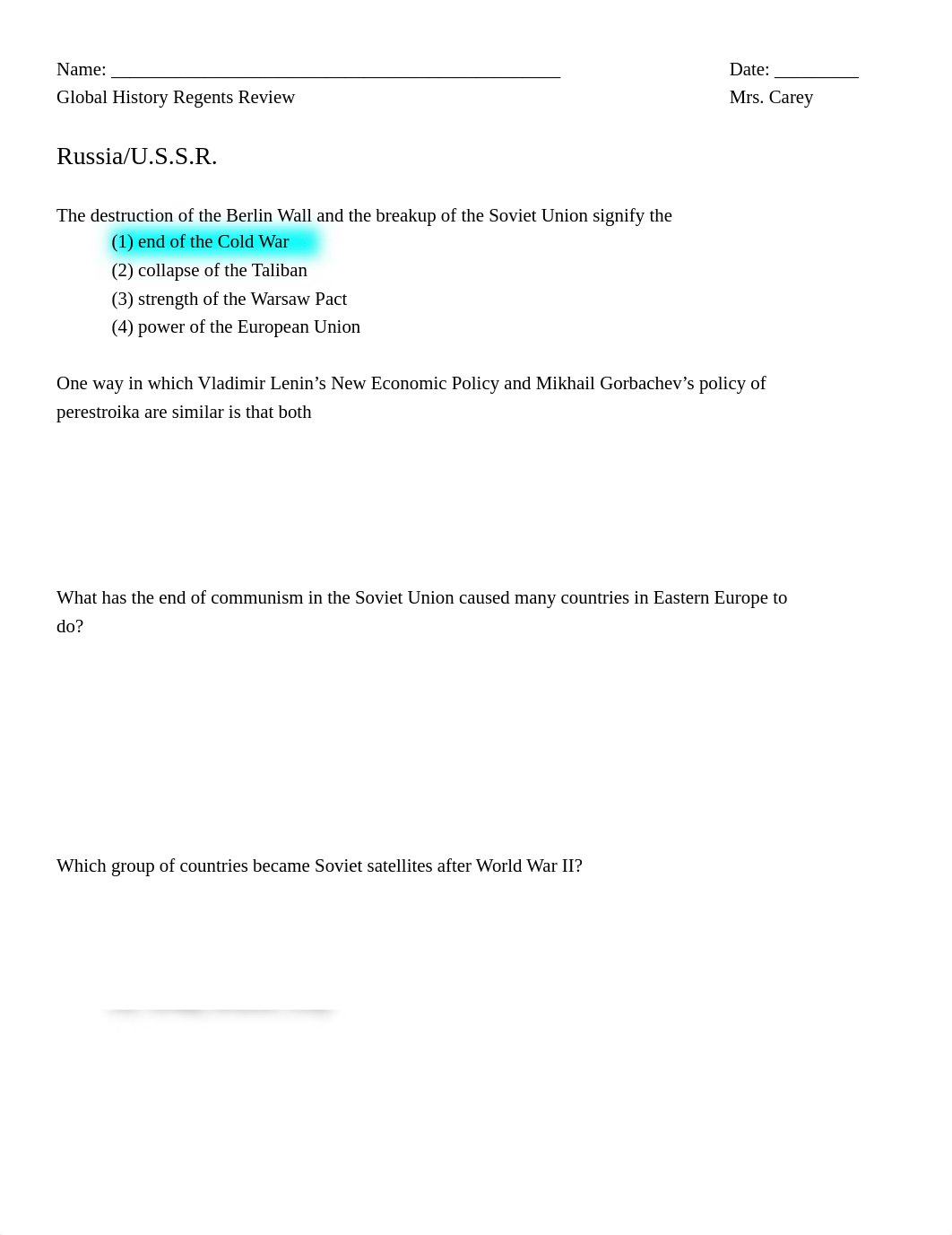 12 Regents Review Questions USSR Cold War KEY.pdf_do1gyqmii65_page1