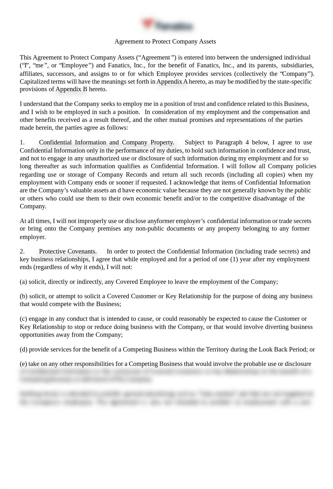 Fanatics Agreement to Protect Company Assets 062220 - FINAL.pdf_do1iby3y2p3_page1