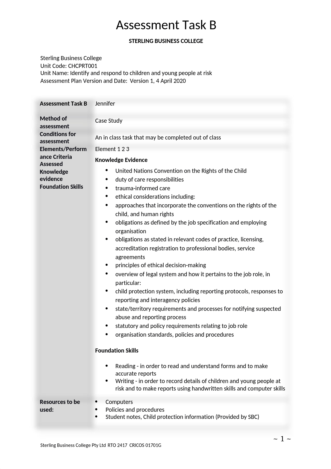 CHCPRT001  CARINA ASSESSMENT B (1).docx_do26c241nol_page1