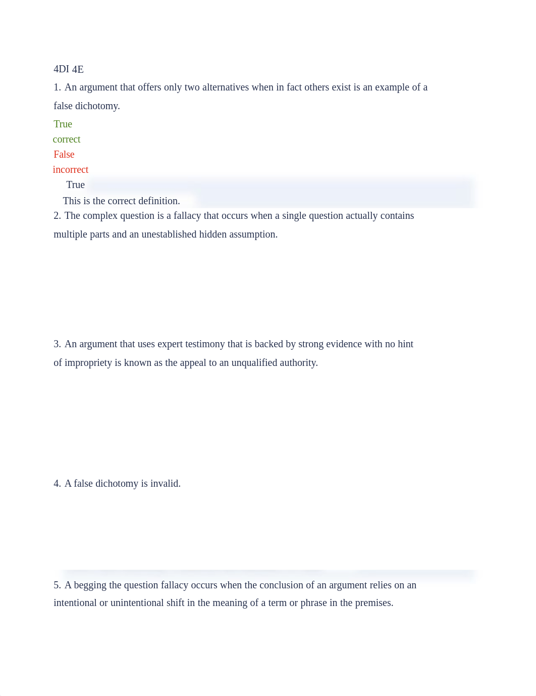 4DI Multiple Choice Exercises_ Fallacies of Unwarranted Assumption or Diversion -- True or False.pdf_do3fto30jxv_page1