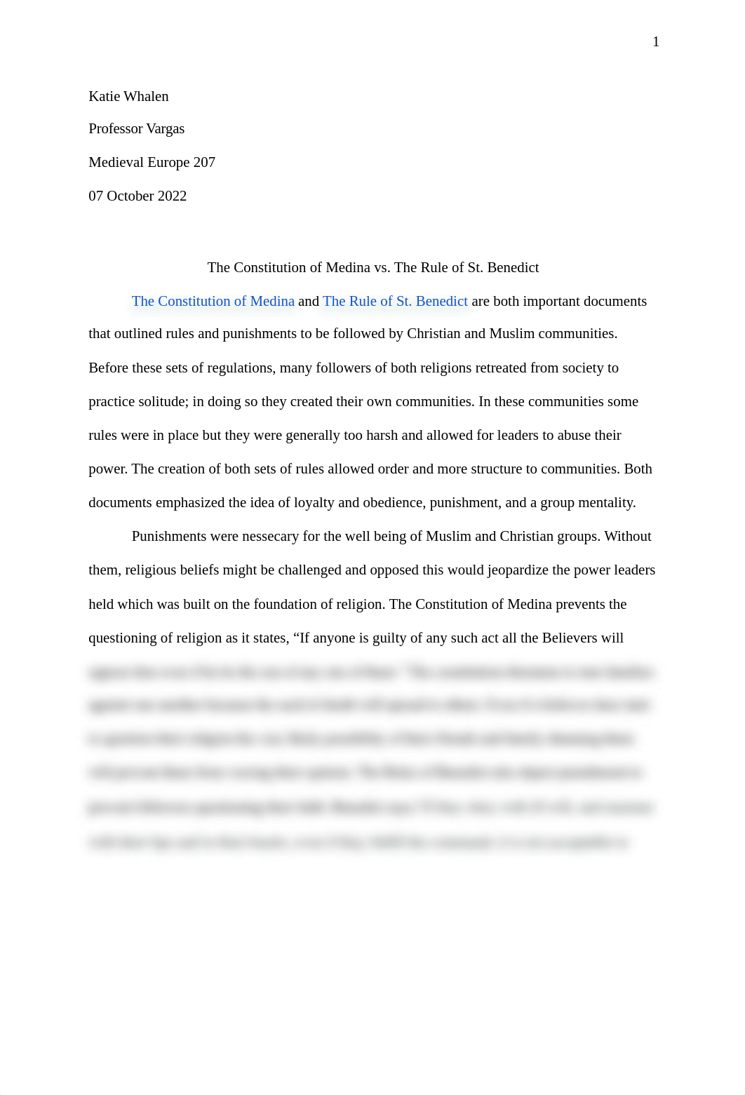 The Constitution of Medina vs. The Rule of St. Benedict.docx_do3iibkeohf_page1