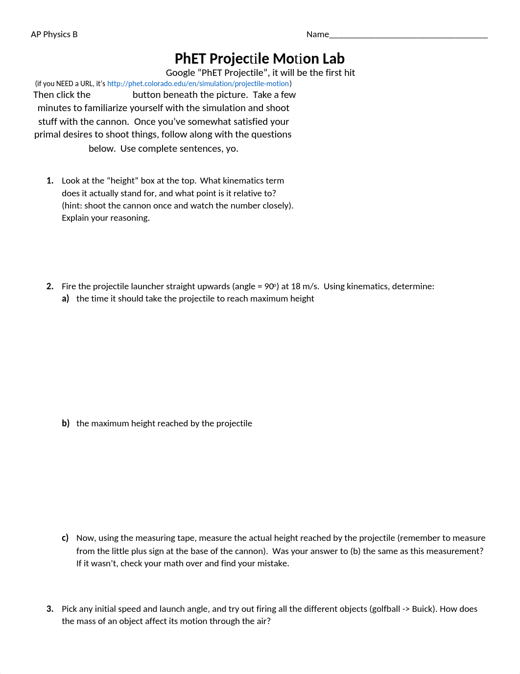 AP Physics PhET Projectile Lab_do3n8a6hger_page1