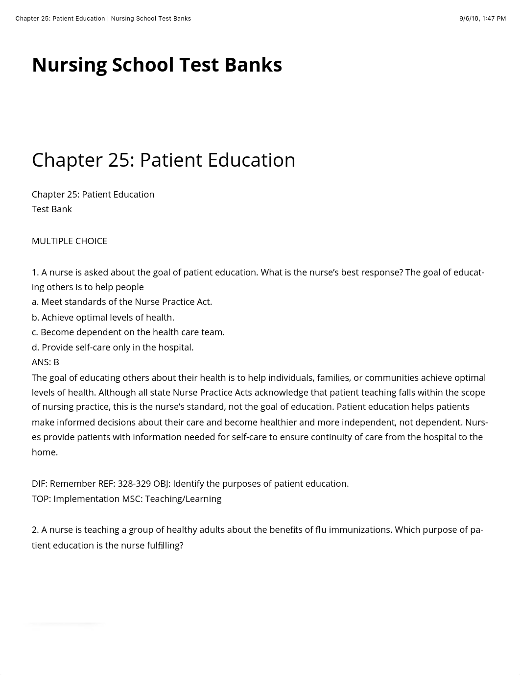 Chapter 25: Patient Education | Nursing School Test Banks.pdf_do3o5de4w93_page1